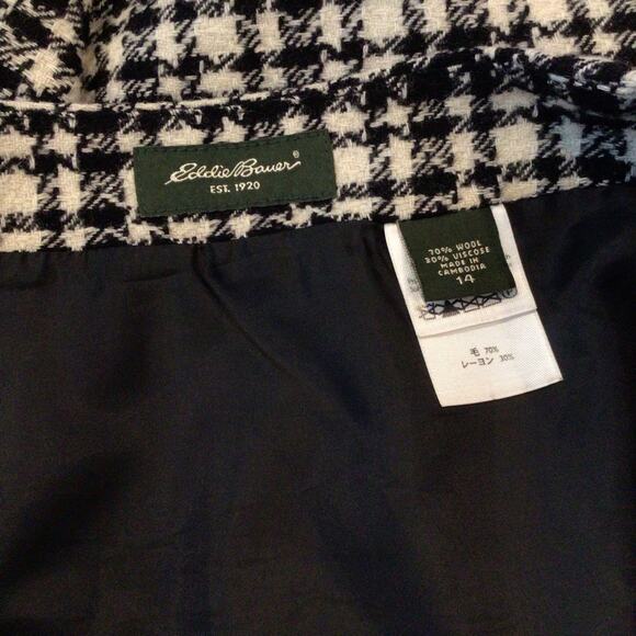 EDDIE BAUER Black & White Wool Blend Faux Wrap Straight Skirt size 14 - Picture 4 of 4